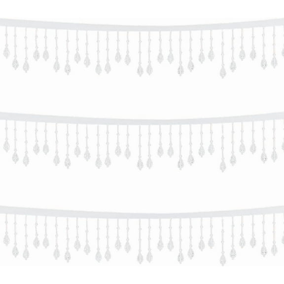 2 Yards Bead Tassel Ribbon 2.4 Inch White Beaded Fringe Trim Irregular Crystal Edging Trimming Applique Fringe with Hanging Resin Bead for DIY Sewing Crafts Curtain Clothing Home Decor