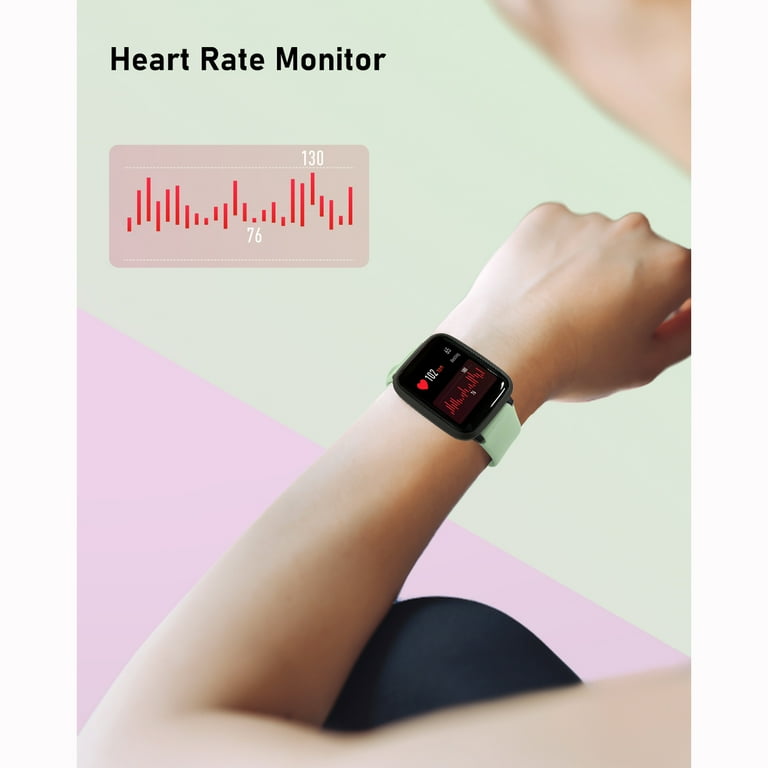YAMAY SW023 Smart Watch for Men Women Blood Pressure Monitor Blood Oxygen Meter Heart Rate Monitor Compatible with iPhone Samsung Android Mint Green Walmart