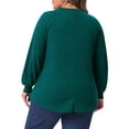 thumbnail image 4 of DARING DIVA Women's Plus Tops Crew Neck Button Decor Pullover Blouses 1X Green, 4 of 6