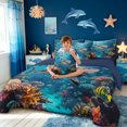 thumbnail image 3 of meiyoeat Reef Shark Fish Twin Bedding for Kids Boys Girls, Tropical Coastal Coral Animal Bedding Comforter Set, Blue, Blue Reversible, 7 Pieces, 3 of 6