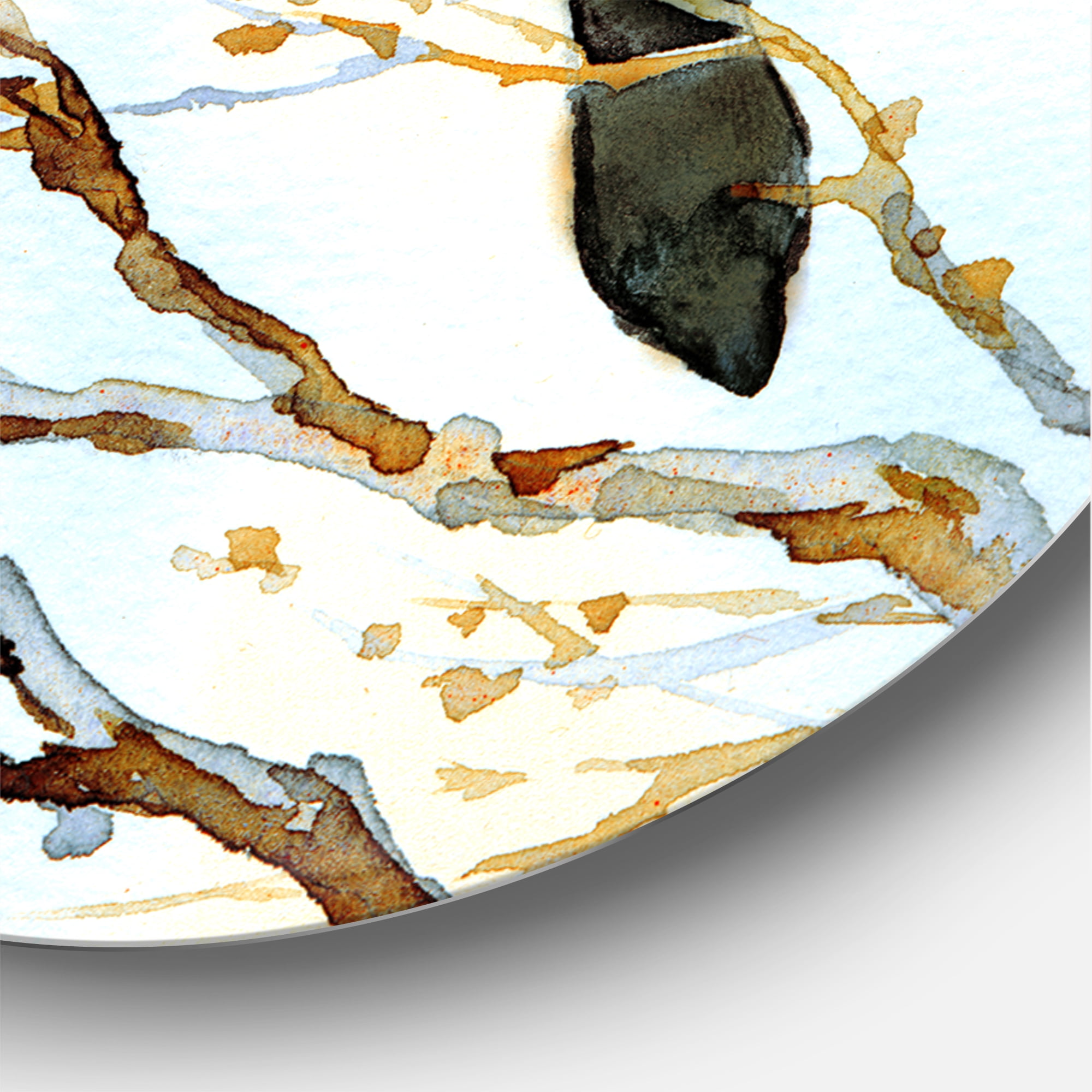 Designart 'Old Bird Sitting On Tree' Traditional Circle Metal Wall Art 29x29 - Disc of 29