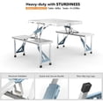 thumbnail image 6 of QHTER 4Ft Folding Camping Picnic Table with Seats/Umbrella Hole-265 Lbs Support That Lightweight and Fold Up Card Suitcase Table Aluminum Alloy Frame, RV Tabletop with Soft Handl, 6 of 8