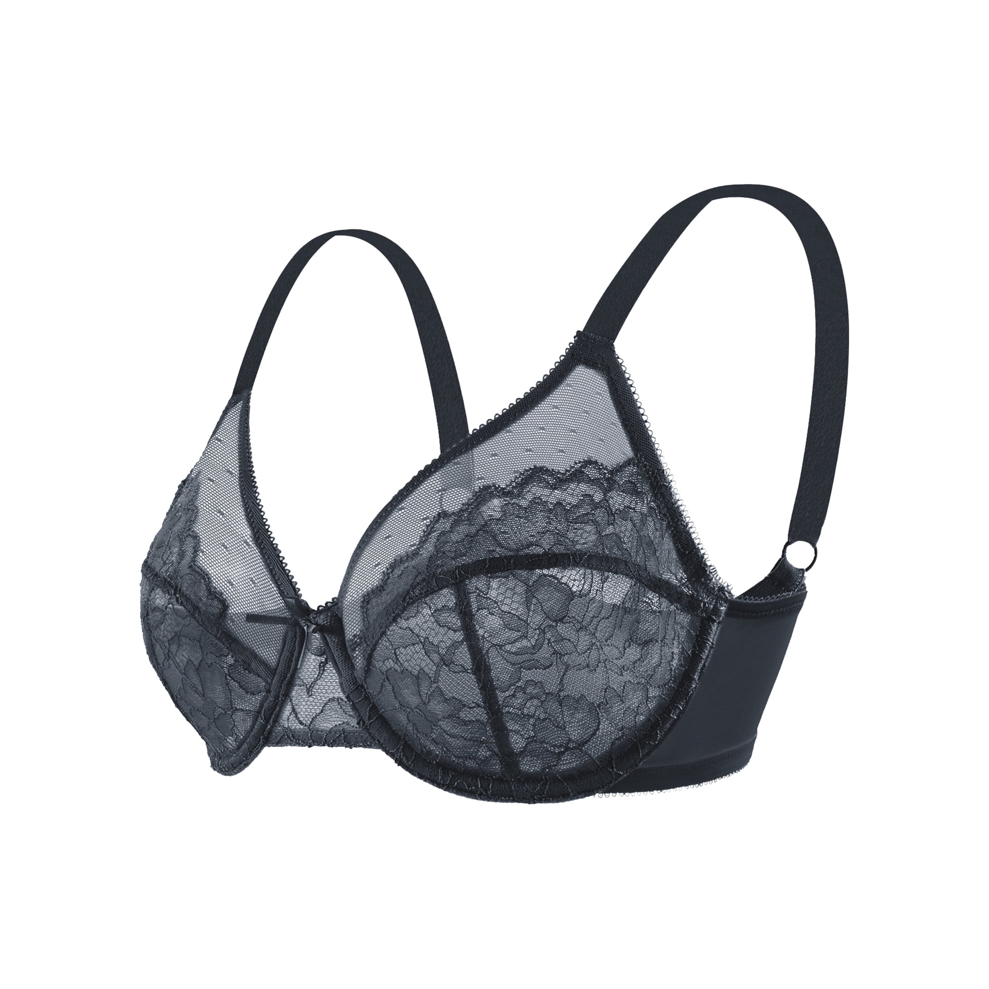 HSIA Plus Size Bras for Women Full Coverage Back Fat Underwire Unlined Bras Dark Grey 46D