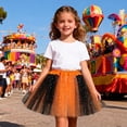 thumbnail image 2 of Byoo Toddler Girl Glitter Tulle Tutu Skirt Block Color Elastic High Waist Skirts Elegant Soft Daily Skirt for Kids,Orange, 2 of 8