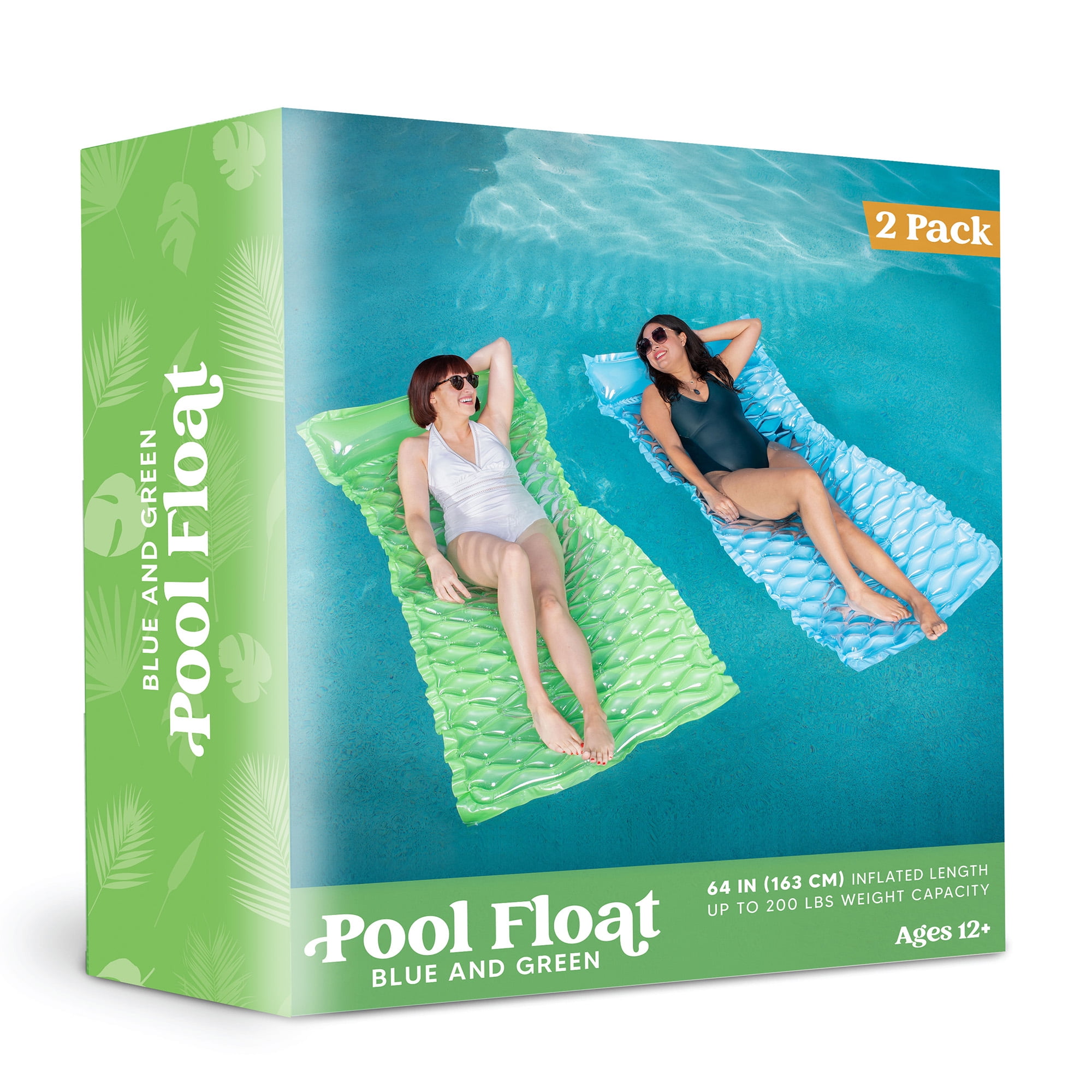 Joyfy 2 Packs Inflatable Pool Mat Float for Adult, Swimming Pool Lounge Float Pool Mat Float Raft Lounge