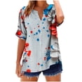 thumbnail image 2 of Elvqul Independence T-Shirts for Women American Flag Tops 4th of July Crew Neck Pullover 3/4 Sleeve Womens Blouses Eagle, 2 of 4