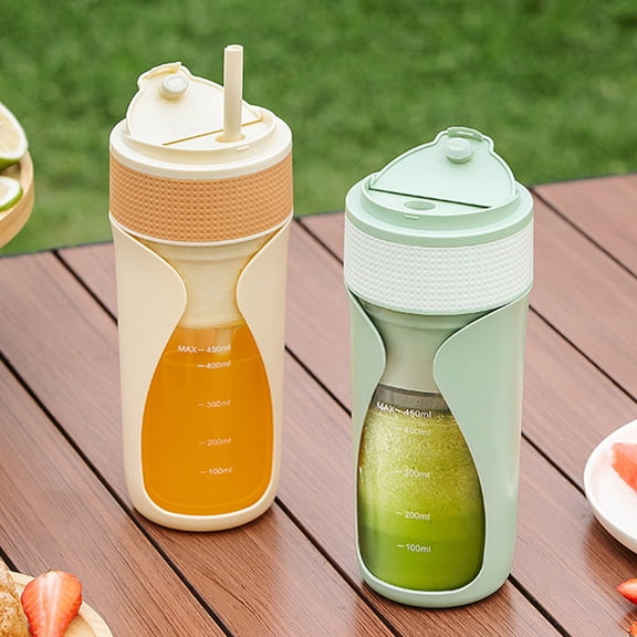 Portable Wireless Electric Juicer Cup 450ml Green 6-Blade Multifunctional Small Fruit Juicer for Home Travel and Office