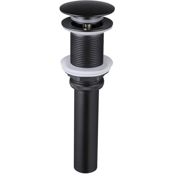 Bathroom Sink Pop Up Drain Without Overflow, Matte Black Vessel Sink Drain Stopper, All-Metal Brass & 304 Stainless Steel