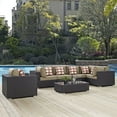 thumbnail image 2 of Modern Contemporary Urban Design Outdoor Patio Balcony Seven PCS Sectional Sofa Set, Brown, Rattan, 2 of 6