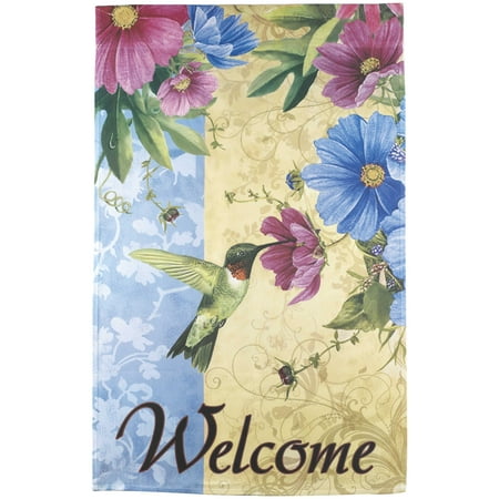 - Hummingbird & Flowers Lawn Flag Large Welcome Flag (28 x 43 Inch)