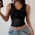 thumbnail image 4 of Womens Tank Top $4.98 Plus Size Clearance Sleeveless Lace V-neck Summer Slim Vest Black M, 4 of 6