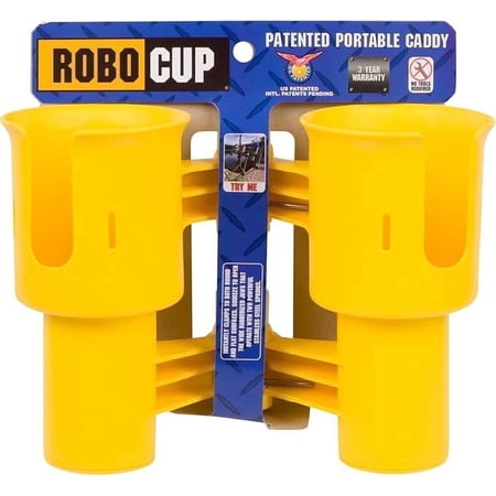 ROBOCUP Clamp-On Cup Holder for Boat Fishing Rod & Drinks Portable Dual Holder for Beach Chair Golf Cart Wheelchair & Wagon