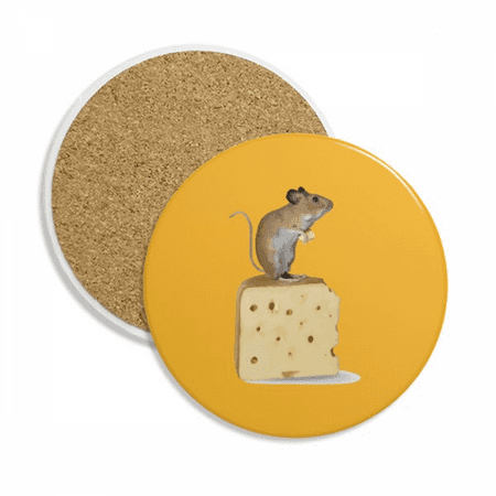 

Mouse Cheese Outline Icon Overlooking Coaster Cup Mug Tabletop Protection Absorbent Stone