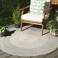 thumbnail image 2 of SAFAVIEH Braided Evangeline Bordered Machine Washable Reversible Area Rug, Ivory/Grey, 5' x 5' Round, 2 of 11