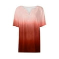 thumbnail image 5 of ZQGJB Summer Tops for Women Cute Tie Dye Gradient Printed Vacation Tees Trendy Half Button V Neck Boho Short Sleeve Ombre T Shirts Casual Loose Comfy Tunics Multicolor#03 XXL, 5 of 5