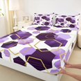 thumbnail image 3 of Manfei Geometric Hexagon Twin Sheet Sets,Abstract Honeycomb Pattern Twin Fitted Sheet,Purple White Gold Flat Sheet For Kids,Super Cozy Room Decor,3 Pieces, 3 of 7