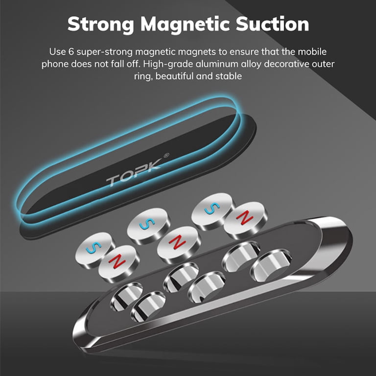 TOPK 2-Pack Magnetic Car Phone Holder - Super Strong Vent Clip Mount For IPhone & Samsung 5 thumbnail image