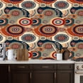 thumbnail image 2 of Peel and Stick Wallpaper Abstract Mandala Geometric Motifs Earthy Tribal African Wall Mural 17.7in x 9.8ft Self Adhesive Removable Wall Paper Renter Friendly Wallpaper for Nursery Bedroom Cabinets, 2 of 8