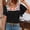 #265-Black, variant on Women's Square Neck Crochet Lace Short Sleeve Blouse, Spring Summer Casual Top with Round Neck Vest and Shirt for Daily Wear