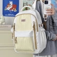 thumbnail image 4 of HAHUT Large Capacity Nylon Striped Backpacks for Women Men, Lightweight Multiple Pockets Schoolbag for College Travel Office Work & Daily Use (Yellow), 4 of 7