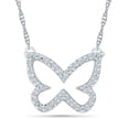 thumbnail image 1 of DGOLD Collier Papillon en Or Blanc 10 Kt avec Diamant Blanc Rond pour Femmes (1/2 cttw), 1 of 2