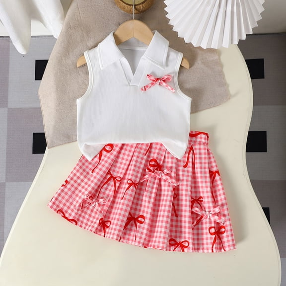 Amidoa Toddler Girls 2 Piece Outfits Summer Clothes Solid Color Soft Cute Tank Top and Casual Pants Kids Clothing Sets Red Size 4T