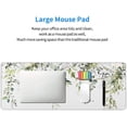 thumbnail image 6 of Sage Green Leaves Gaming Mouse Pad XL Spring Summer Floral Extended Large Desk Mat White Big Mousepad Non-Slip Rubber Base Stitched Edge Long Desk Pad for Desktop Office Computer Gamer,31.5×11.8 in, 6 of 6