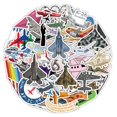thumbnail image 2 of Paquete de pegatinas con temática de avión, dibujos animados, avión, helicóptero, 50 unidades, 2 of 2