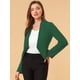 thumbnail image 2 of Día de San Patricio Chaqueta Corta Casual De Negocios De Oficina De Trabajo Sin Cuello Para Mujer Verde oscuro M, 2 of 6