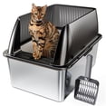 thumbnail image 1 of Caja de arena para gatos Tripamin XL de acero inoxidable con lados altos, 1 of 7
