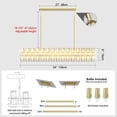 thumbnail image 4 of Resenkos 54" Crystal Brass Rectangle Chandelier - Gold Farmhouse Light for Dining/Kitchen Island/Living Room (Includes 60XG4 Bulbs), Gold, 4 of 7