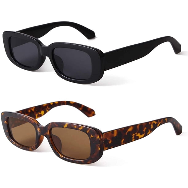 Gafas de sol rectangulares BUTABY para mujer, gafas de conducción Retro de los años 90, marco cuadrado estrecho de moda Vintage, protección UV400 MFZFUKR WMZL-1666-7
