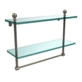 thumbnail image 2 of Mambo Collection Two Tiered Glass Shelf with Integrated Towel Bar - Satin Chrome / 22 Inch, 2 of 2