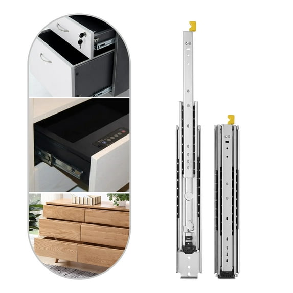 Miumaeov Hardware 1 Pair of 28 Inch Heavy Duty Drawer Slides, 500LB Full Extension Side Mount Ball Bearing Drawer Rails, Galvanized Anti-rust Drawer Slides with Lock & Buffer Cushion