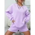 thumbnail image 3 of KelaJuan Women Pajamas Set 2 Pieces Loungewear Suits Solid Color Long Sleeve Sweatshirts Tops and Shorts Sleepwear Outfits, 3 of 6