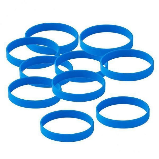 Pulseras de silicona y goma de moda en blanco, color azul, paquete de 3 a 50 unidades 65 cm