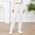 thumbnail image 5 of Ladies Winter Pants Lace-up High Waist Pockets Cotton Thermal Sweatpants Knit Textured Pajama Bottoms Joggers (Medium, White), 5 of 6