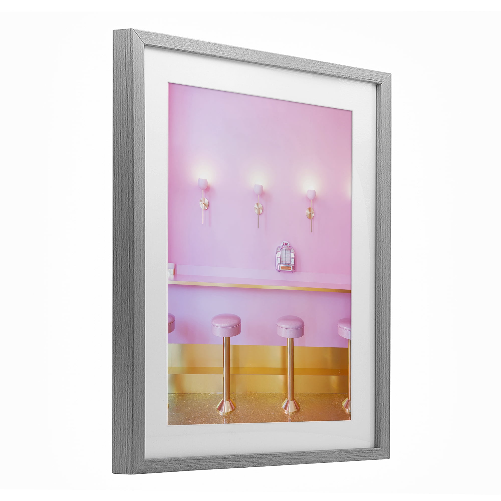 Stupell Industries Pink Retro Dessert Parlor Gray Framed Print Under Glass, design by LISH Creative