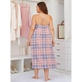 thumbnail image 5 of ebukurty Plus Size Nightgown for Women Sleeveless Pink Plaid Pajamas, Sizes 1XL-4X, 5 of 13
