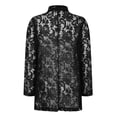thumbnail image 5 of TTUHYWXI Lightweight Summer Crochet Cardigan for Women Long Sleeve Kimono Boho Open Front Sheer Knit Cardigans (Black, M), 5 of 7