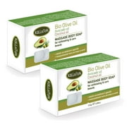 Kalliston | MASSAGE BODY SOAP Exfoliating & Care with Avocado Oil | Massage & Exfoliating Body Olive Oil Soaps | Natural Soaps | Made in Ancient Crete, Greece | 110g Each | Pack of 2