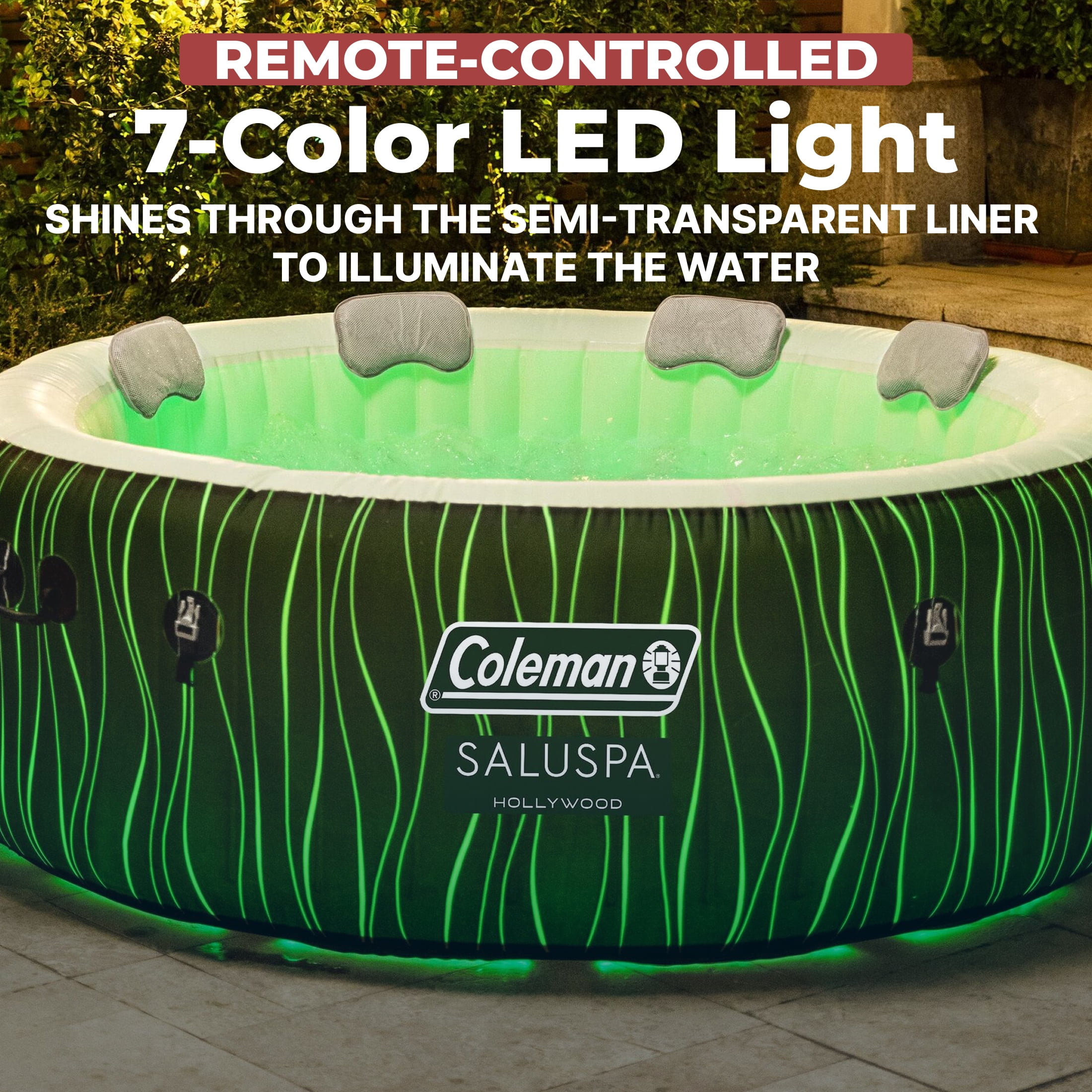 Coleman SaluSpa Hollywood Luxe AirJet Round Inflatable Hot Tub with LED Lights 4-6 Person with Pump #P08411