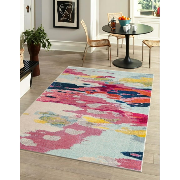 Unique Loom Estrella Collection Area Rug - Laurnell (5' 1" x 8' Rectangle Pink/Orange)