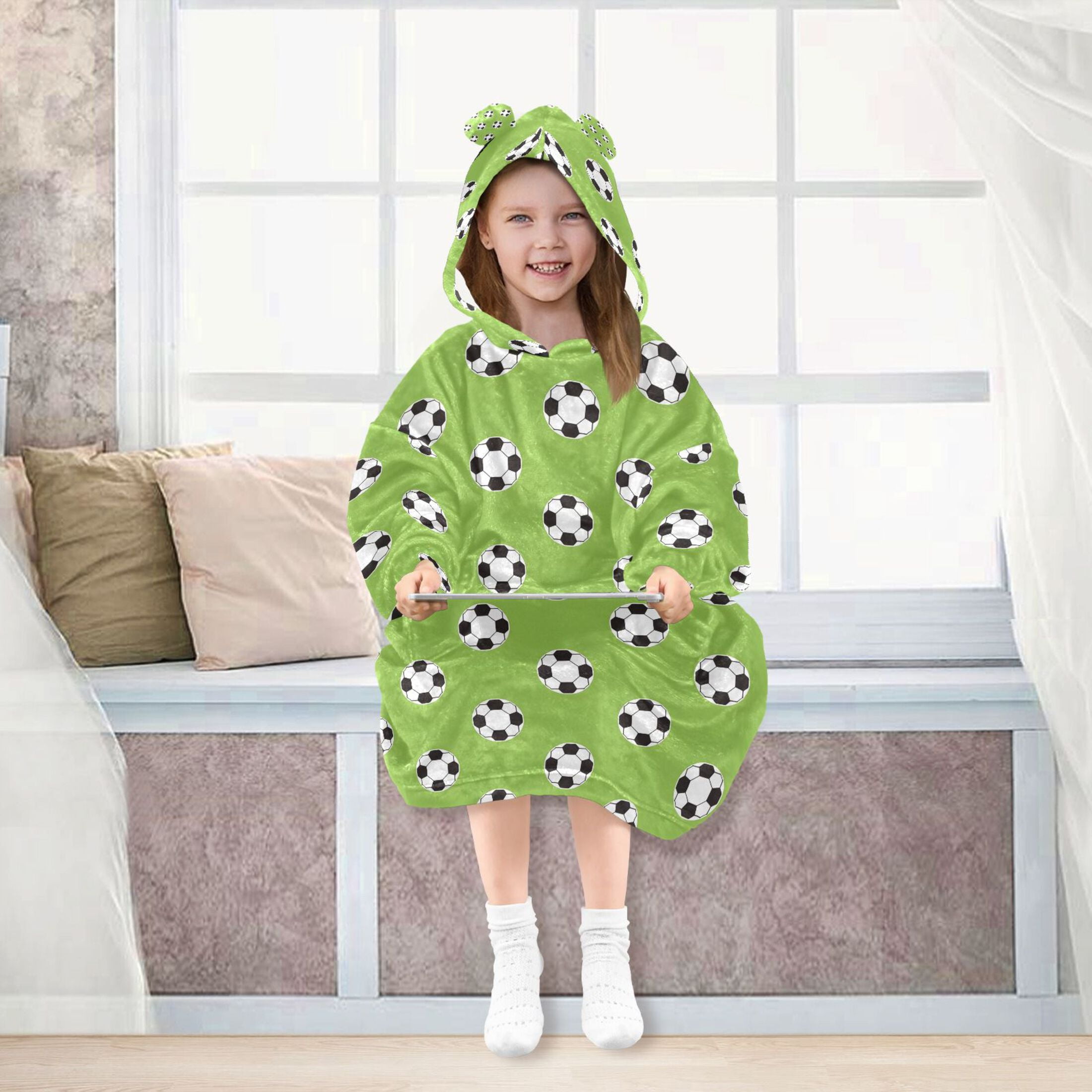 joogoo Wearable Blanket Hoodie for Soccer Balls-z1 Oversized Sherpa Hooded 3-14 YR M