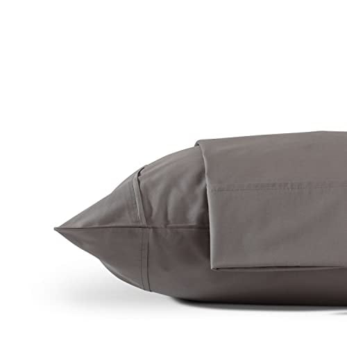 Linen Home 100% Cotton Percale Pillowcases Queen Size, Charcoal, 2 Pieces of Pillow Case, Crisp and Cool Strong Bed Linen, 20 inches X 30 inches