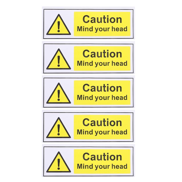 5 Pcs Autocollants de Signalisation Attention Attention Votre Tête Autocollants Auto-Adhésifs d'Avertissement de Sécurité pour Machinerie Équipement Industriel Entrepôts