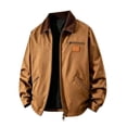 thumbnail image 2 of Winter Jackets for Men Solid Color Turndown Collar Loose Casual Jacket Long Sleeve Warm Outerwear With Pockets Daily Winter Wear, 2 of 7