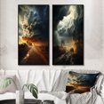 thumbnail image 1 of Designart "Storm Raging SPIRAL II" Storms Framed Wall Art Set Of 2 - Grey Landscapes Framed Canvas Set For Living Room Decor, 1 of 6