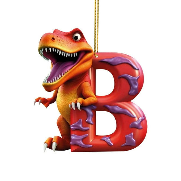 Colgante de dinosaurio con la letra D, decoración navideña, colgante de dinosaurio con la letra D, estilo adorable, decoración festiva para el hogar, regalo único, marco de metal.,Wsvlmg