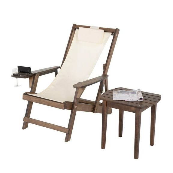 W Unlimited Romantic Wood and Canvas Adirondack Furniture Set in Brown